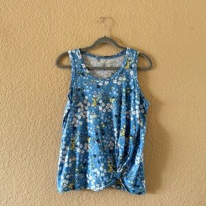 LOFT Blue Floral Tank Top
